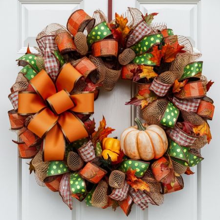 Fall/Autumn Season Ribbon Wreath